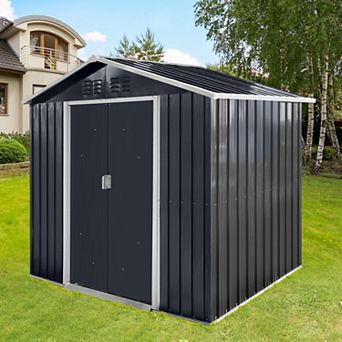 WOW PIONEER Spacious Outdoor Metal Storage Shed with Window and Sliding Door