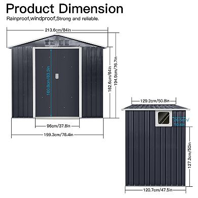 WOW PIONEER Spacious Outdoor Metal Storage Shed with Window and Sliding Door
