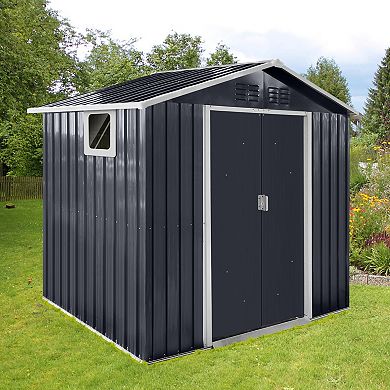 WOW PIONEER Spacious Outdoor Metal Storage Shed with Window and Sliding Door