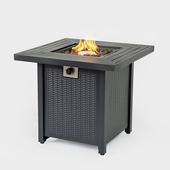 WOW PIONEER Outdoor Propane Fire Pit Table with Adjustable Flame and Waterproof Cover