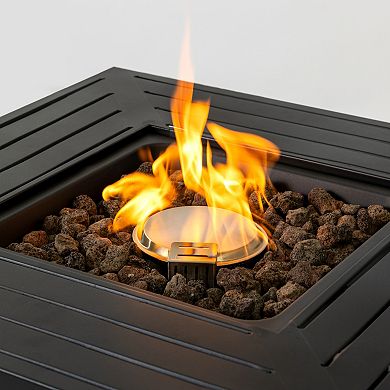 WOW PIONEER Outdoor Propane Fire Pit Table with Adjustable Flame and Waterproof Cover