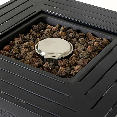 WOW PIONEER Outdoor Propane Fire Pit Table with Adjustable Flame and Waterproof Cover
