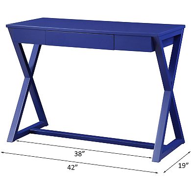 GOODSILO Twilight Finish Writing Desk with Storage Drawer and X-Shaped Base