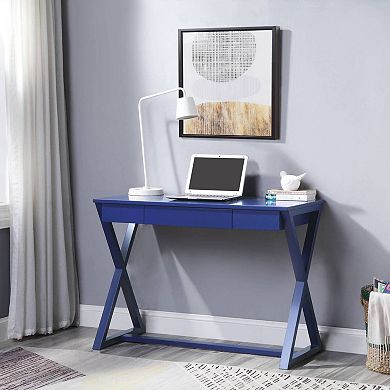 GOODSILO Twilight Finish Writing Desk with Storage Drawer and X-Shaped Base