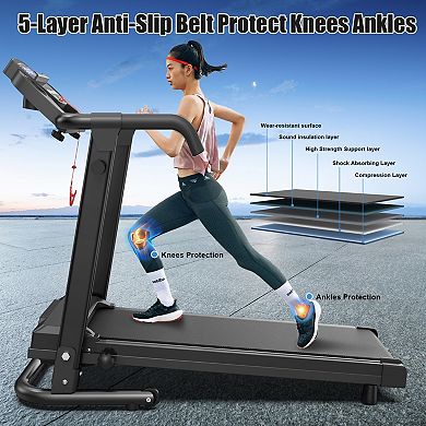 WOW PIONEER Foldable Treadmill with App Control LED Display Compact Home Fitness Exercise