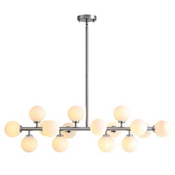 Moooni 16 Lights Modern Pendant Light Glass Globe Linear Chandelier Light Fixture for Kitchen Island