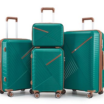 WOW PIONEER Expandable Lightweight Suitcase Set with 4 Double 360 Degrees Mute Spinner Wheels