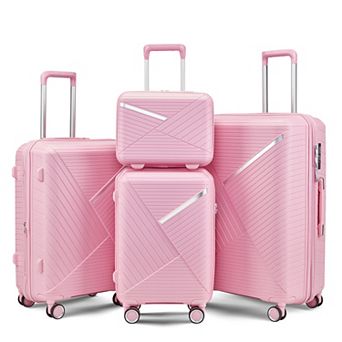 WOW PIONEER Expandable Lightweight Suitcase Set with 4 Double 360 Degrees Mute Spinner Wheels