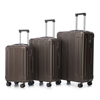 WOW PIONEER Three-Piece Set of ABS Spinner Wheel Luggage with TSA Lock