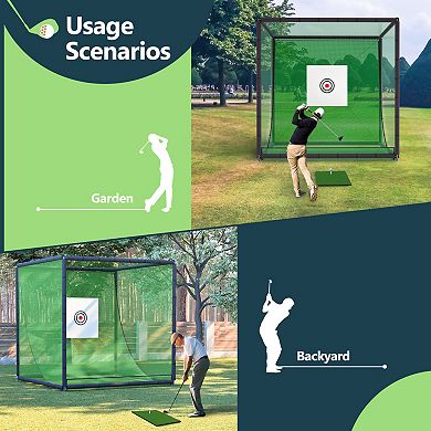 WOW PIONEER Large Metal Frame Golf Practice Net Cage for Backyard Training