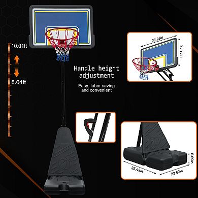 WOW PIONEER Adjustable Height Portable Basketball Hoop with Rebound System Backboard