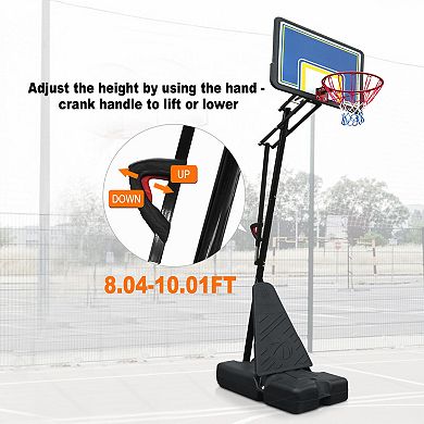 WOW PIONEER Adjustable Height Portable Basketball Hoop with Rebound System Backboard