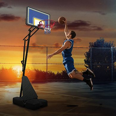 WOW PIONEER Adjustable Height Portable Basketball Hoop with Rebound System Backboard