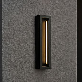 Modern Outdoor Wall Light with Dusk to Dawn Sensor Linear Matte Black 30W Integrated LED Wall Sconce