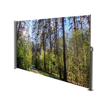 WOW PIONEER Retractable Side Awning Screen with Semi-Transparent UV Printed Fabric