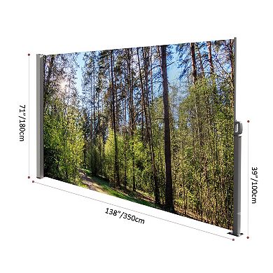 WOW PIONEER Retractable Side Awning Screen with Semi-Transparent UV Printed Fabric