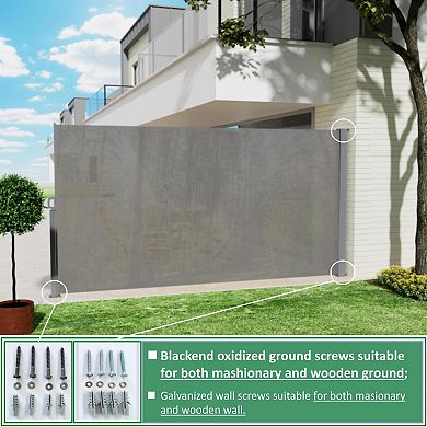 WOW PIONEER Retractable Side Awning Screen with Semi-Transparent UV Printed Fabric