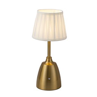 14'' Vintage Fabric Shade Rechargeable LED Table Lamp Touch Control Cordless USB Nightstand Lamp