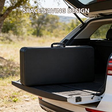 PATIOEASY 36 Inch Blow Molded Folding Table Compact Portable Fold Card Tables Desk for Home