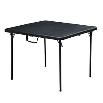 PATIOEASY 36 Inch Blow Molded Folding Table Compact Portable Fold Card Tables Desk for Home