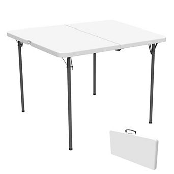 PATIOEASY 36 Inch Blow Molded Folding Table Compact Portable Fold Card Tables Desk for Home