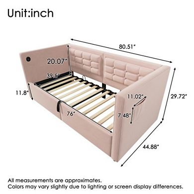 GOODSILO Upholstered Twin Daybed with Hydraulic Storage and Charging Station