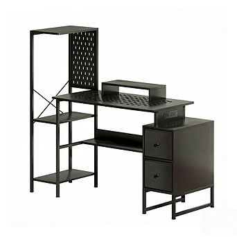 GOODSILO Multifunctional Computer Desk with Charging Hub and LED Lighting