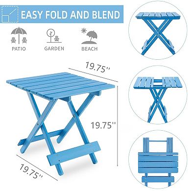 WOW PIONEER Solid Wood Folding Square Table Portable Outdoor Patio Furniture Space Saving