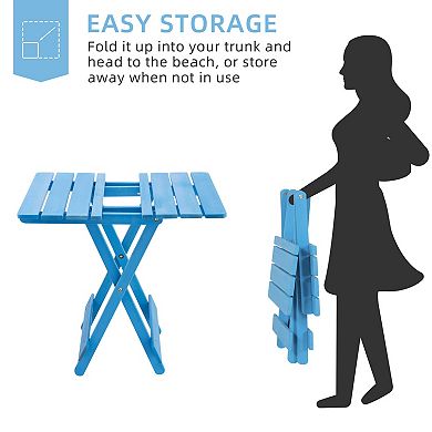 WOW PIONEER Solid Wood Folding Square Table Portable Outdoor Patio Furniture Space Saving