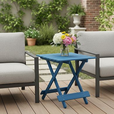 WOW PIONEER Solid Wood Folding Square Table Portable Outdoor Patio Furniture Space Saving