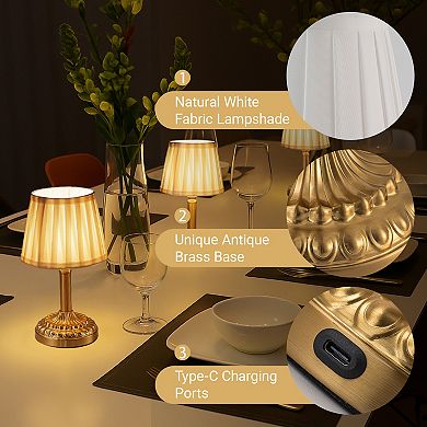 11'' Glam Cordless Table Lamp Touch Control with 3 Way Classic Elegant Dimmable Rechargeable LED