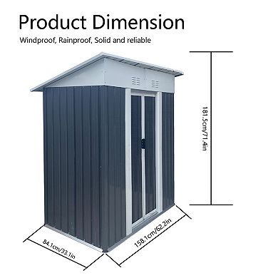 WOW PIONEER Outdoor Metal Storage Shed with Lockable Doors and Sloped Roof Design