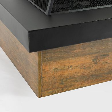 WOW PIONEER 36-inch Round Outdoor Fire Pit Table with Decorative Cut-Out Design