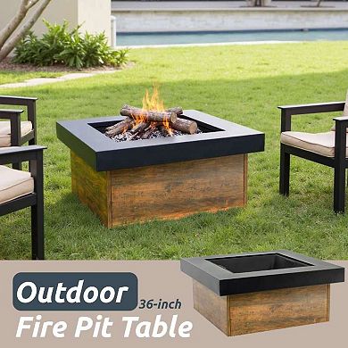 WOW PIONEER 36-inch Round Outdoor Fire Pit Table with Decorative Cut-Out Design
