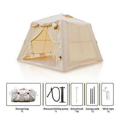WOW PIONEER Spacious Inflatable 4-Season Tent with Canopy for 2-3 Person Camping