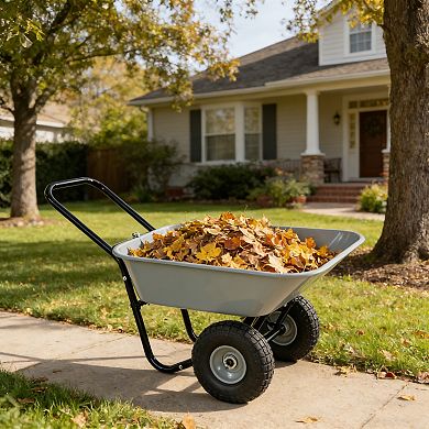 WOW PIONEER Versatile Two-Wheeled Garden Cart with Large Capacity and Pneumatic Tires