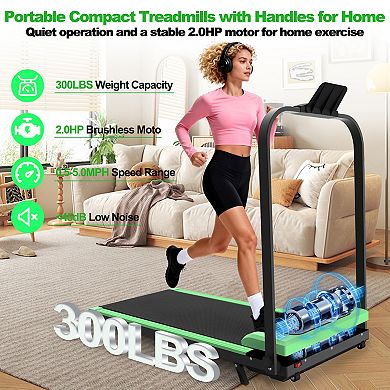 WOW PIONEER Foldable Treadmill with Handle Bar and Incline Walking Pad
