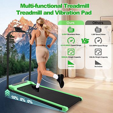 WOW PIONEER Foldable Treadmill with Handle Bar and Incline Walking Pad