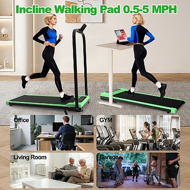 WOW PIONEER Foldable Treadmill with Handle Bar and Incline Walking Pad