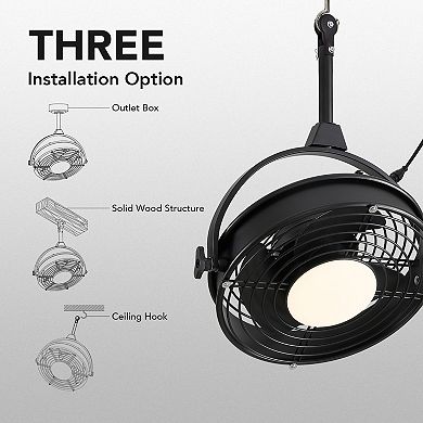 Moooni 20" Outdoor Plug-In Ceiling Fan with Lights Dimmable Caged Fandelier Remote & App Control
