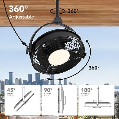 Moooni 20" Outdoor Plug-In Ceiling Fan with Lights Dimmable Caged Fandelier Remote & App Control