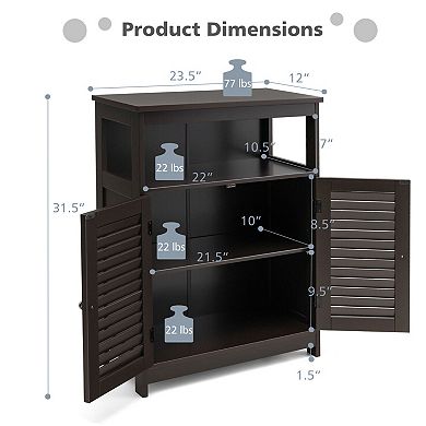 Wooden Freestanding Bathroom Storage Cabinet with Double Shutter Doors