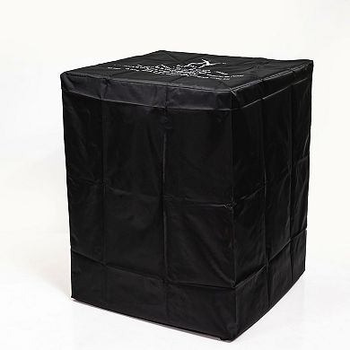 WOW PIONEER Square Outdoor Propane Fire Pit Table With Glass Windshield And Wicker Base