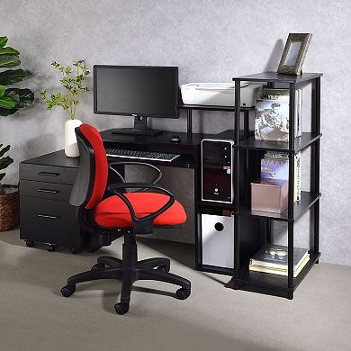 GOODSILO Modern Computer Desk with Keyboard Tray and Storage Shelf