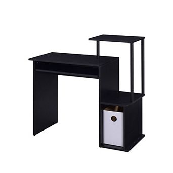 GOODSILO Modern Computer Desk with Keyboard Tray and Storage Shelf