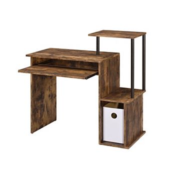 GOODSILO Modern Computer Desk with Keyboard Tray and Storage Shelf