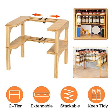 2-Tier Expandable Spice Rack Counter & Pantry Organizer