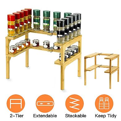 2-Tier Expandable Spice Rack Counter & Pantry Organizer