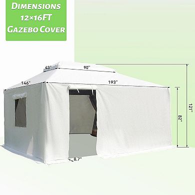 WOW PIONEER Universal All-Season Hardtop Gazebo Enclosure Cover with Sidewalls