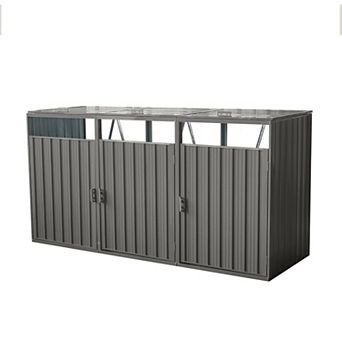 WOW PIONEER Outdoor Trash Can Storage Shed with Three Bin Capacity